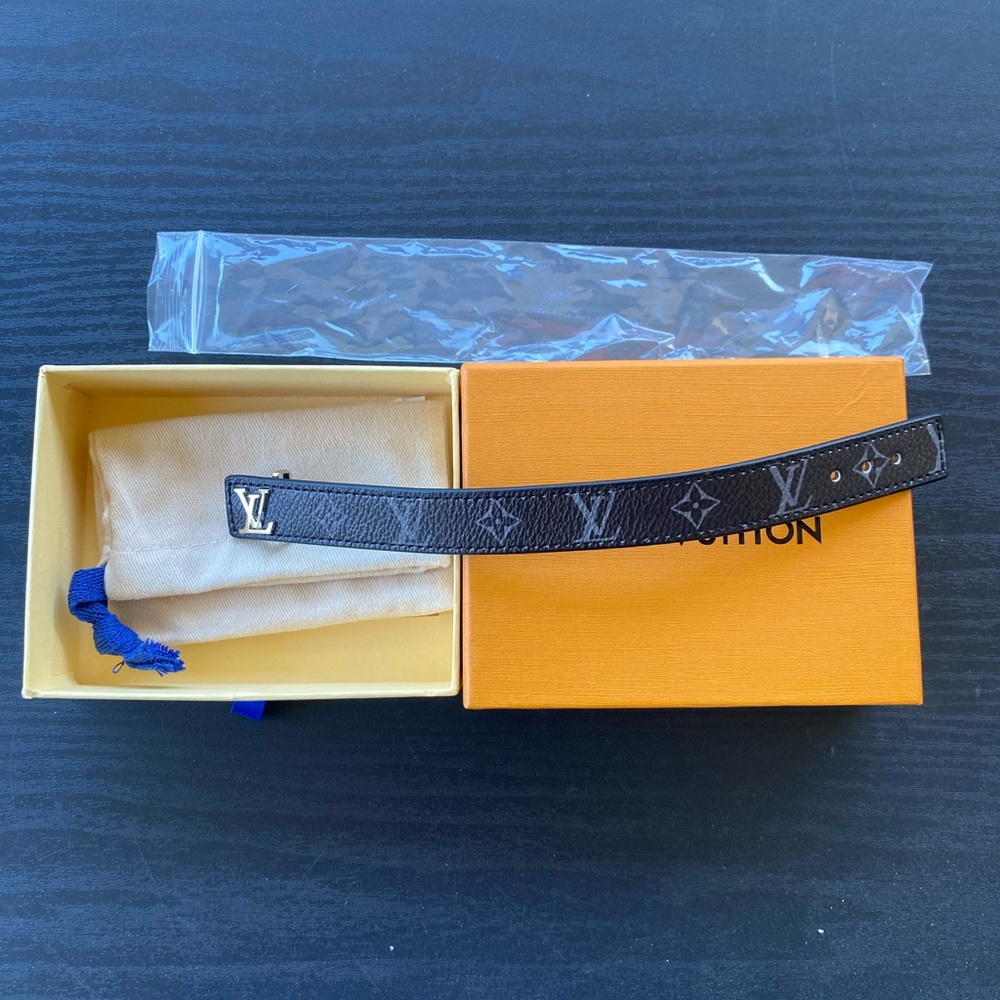 Louis Vuitton Black Monogram Leather Bracelet